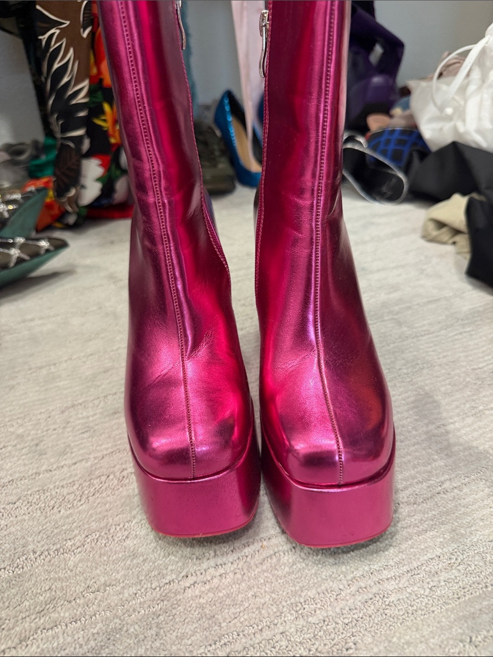 koi Metallic Fuchsia Platform Ankle Boots